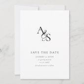 Elegant, Klassiek, Monogram, Wit, Trouwen Save The Date (Voorkant)
