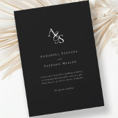 Elegant, klassiek, monogram, zwart-wit, bruiloft kaart