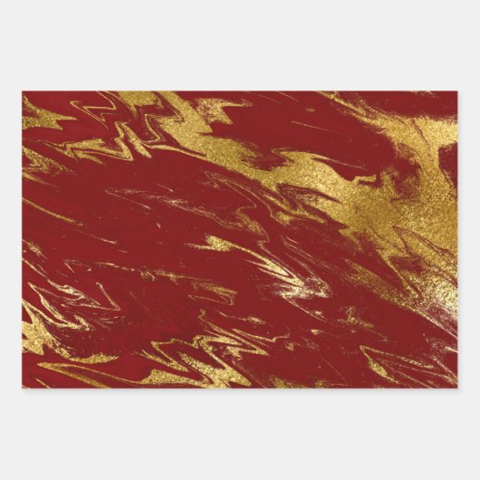 Elegant klassiek rood en goudmarmer inpakpapier vel (Voorkant)
