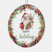 Elegant klassiek rood en groen Santa rendier Keramisch Ornament (Links)
