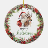 Elegant klassiek rood en groen Santa rendier Keramisch Ornament (Achterkant)