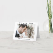 elegant klassiek script, bruiloft twee foto's bedankkaart (Voorkant)