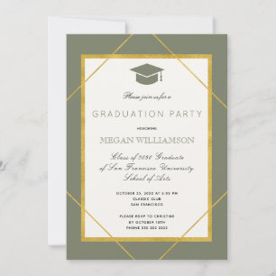 Elegant klassiek script gouden salie graduatie par kaart