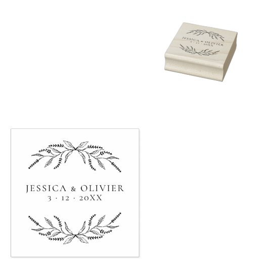 Elegant Klassiek Script Lavendel Bruiloft Botanisc Rubberstempel (Gestempeld)