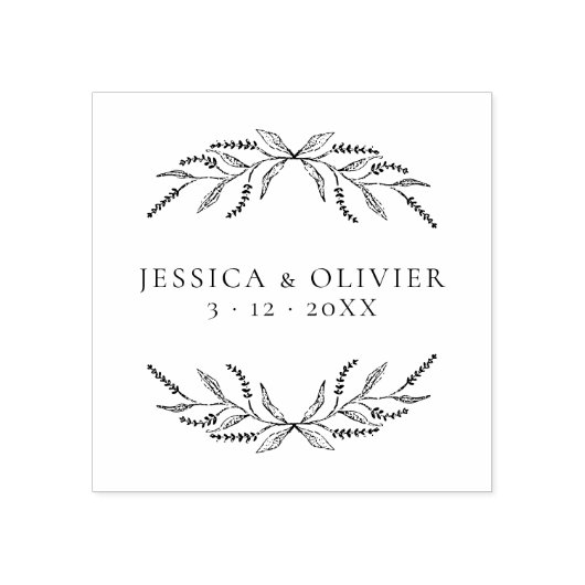 Elegant Klassiek Script Lavendel Bruiloft Botanisc Rubberstempel (Afrduk)