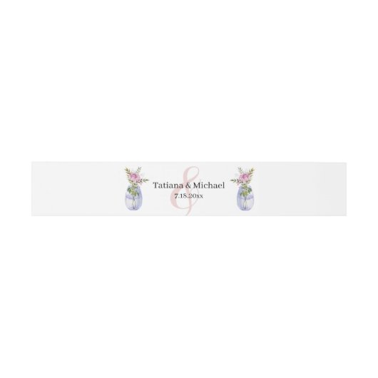 Elegant klassiek script Minimale roze bloemenbruil Uitnodigingen Wikkel (Vlak)