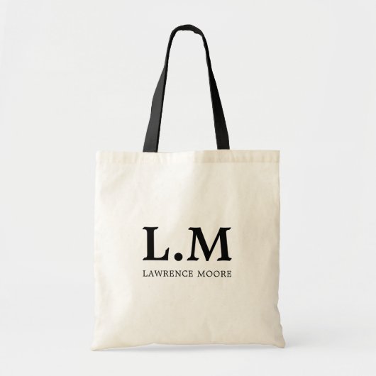 Elegant Klassiek Typo Naam Chef Monogram Tote Bag (Voorkant)
