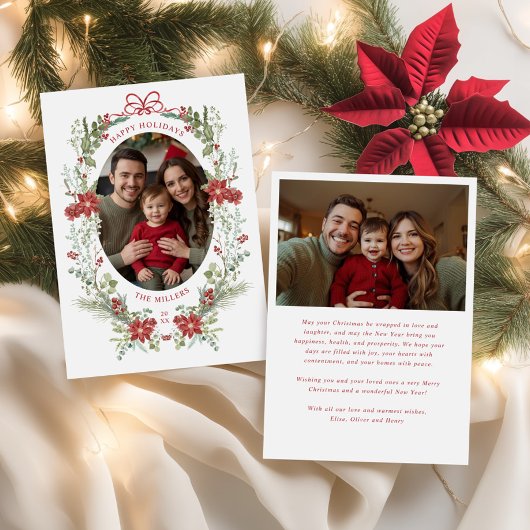 Elegant klassiek wintergroen feestdagenkaart