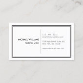 Elegant klassiek wit visitekaartje (Achterkant)