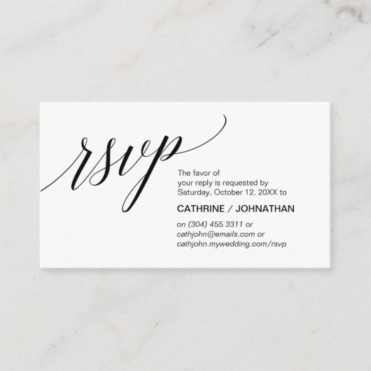 Elegant klassiek, zwart script, RSVP Informatiekaartje (Voorkant)