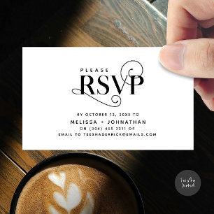 Elegant klassiek, zwart script, RSVP reageren Informatiekaartje