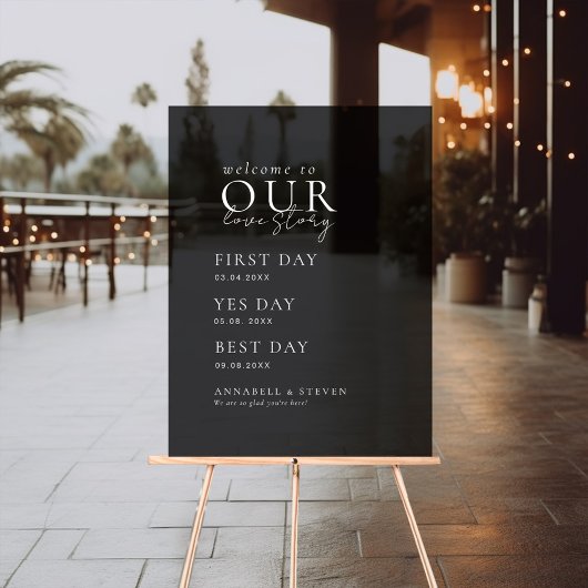 Elegant, Klassiek, Zwart, WELKOM BIJ ONS LIEFDESVE Acryl Bord