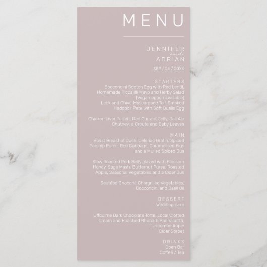 Elegant klassieke bruiloft menu (Achterkant)