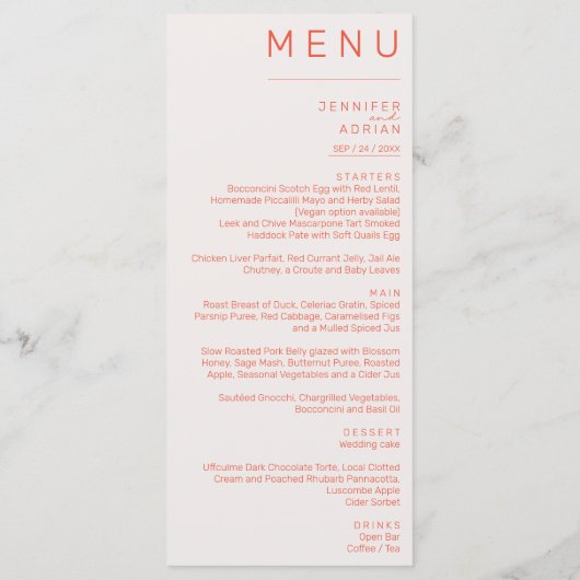 Elegant klassieke bruiloft menu (Achterkant)