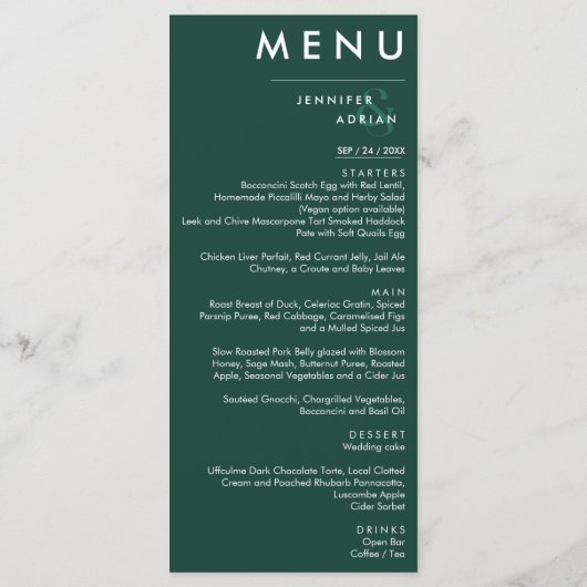Elegant klassieke bruiloft menu (Achterkant)