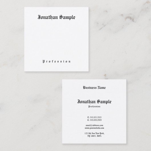 Elegant klassieke nostalgge look Oude Engelse teks Vierkante Visitekaartje (Voorkant / Achterkant)