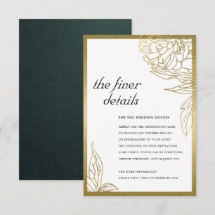 ELEGANT KLASSY GOLD FOIL FLORAL WEDDING DETAILS INFORMATIEKAARTJE