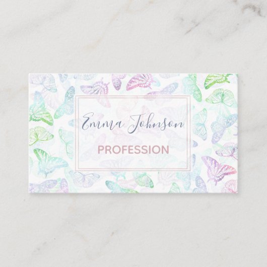 Elegant kleurig glitter Butterfly-ontwerp Visitekaartje (Voorkant)