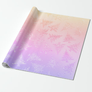 Elegant kleurig holografisch kerstpatroon cadeaupapier