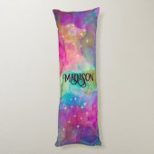 Elegant kleurig marmer monogram lichaamskussen (Achterkant (Verticaal))