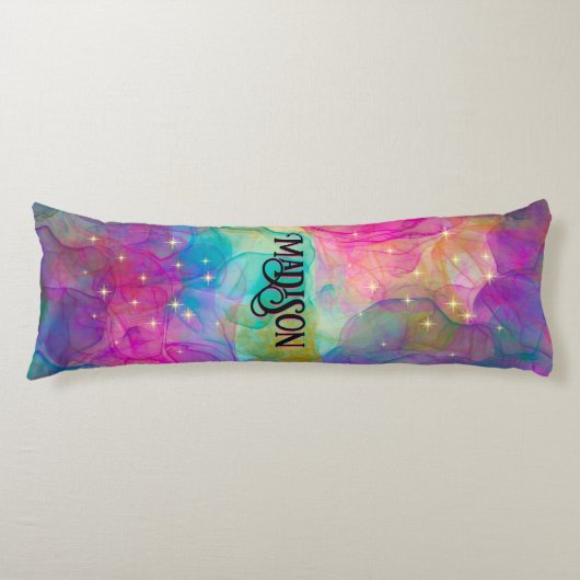 Elegant kleurig marmer monogram lichaamskussen (Voorkant)