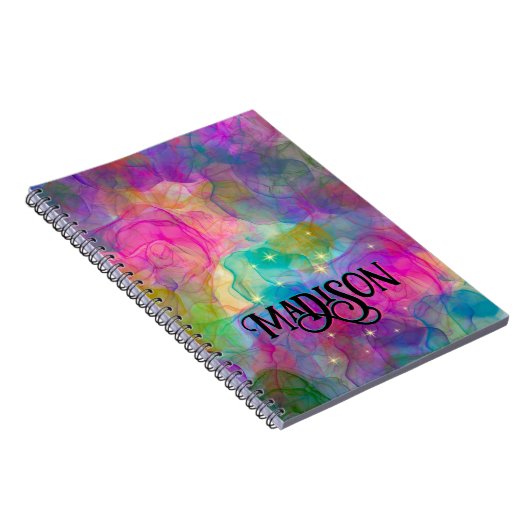 Elegant kleurig marmer monogram notitieboek (Rechterzijde)