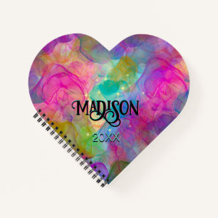 Elegant kleurig marmer monogram notitieboek