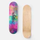 Elegant kleurig marmer monogram skateboard (Voorkant)
