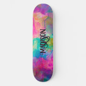 Elegant kleurig marmer monogram skateboard (Voorkant)