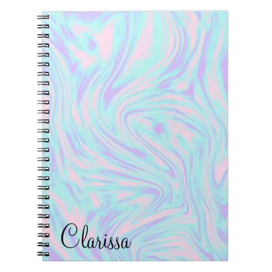elegant kleurig roze blauw paars witte marmer notitieboek (Voorkant)