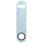 elegant kleurig roze blauw paars witte marmer speed flessenopener (Achterkant)