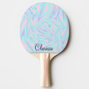 elegant kleurig roze blauw paars witte marmer tafeltennisbatje
