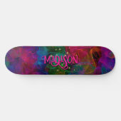 Elegant kleurige sparren rookmonogram skateboard (Horizontaal)
