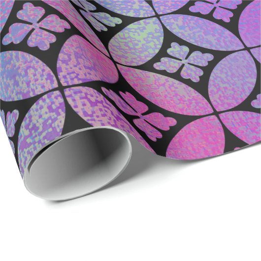 Elegant Kleurrijk Abstract Bloemencirkels Patroon Cadeaupapier (Rol Hoek)