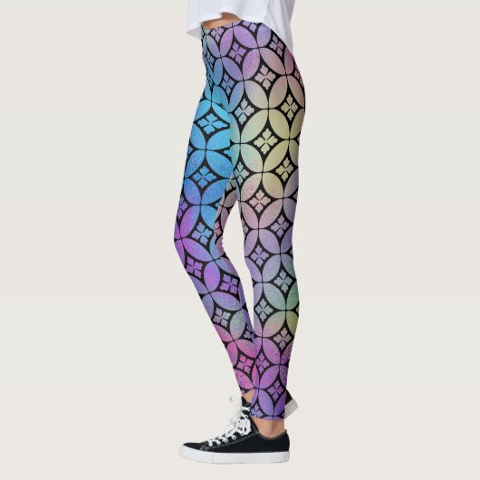 Elegant Kleurrijk Abstract Bloemencirkels Patroon Leggings (Links)