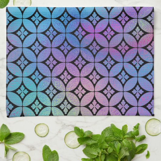 Elegant Kleurrijk Abstract Bloemencirkels Patroon Theedoek (Gevouwen)