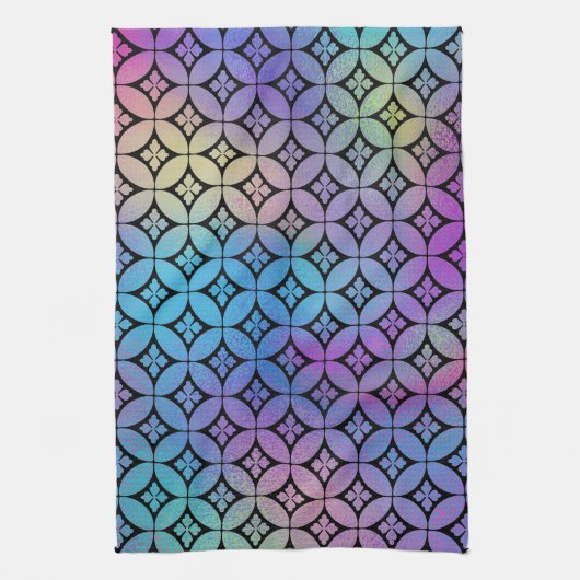 Elegant Kleurrijk Abstract Bloemencirkels Patroon Theedoek (Verticaal)