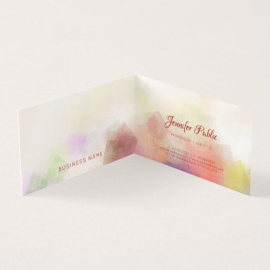 Elegant kleurrijk Abstract Sjabloon handschrift bo Visitekaartjes (Binnen)