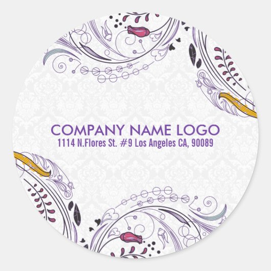 Elegant kleurrijk art-deco bloemontwerp 2 ronde sticker (Voorkant)