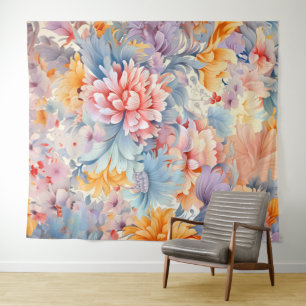 Elegant kleurrijk bloemenpatroon Japan Art Wandkleed