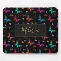 Elegant kleurrijk Butterflies Patroon op zwart