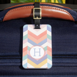 Elegant Kleurrijk Chevron Patroon Met Monogram Bagagelabel