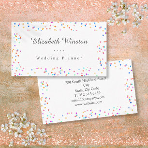 Elegant Kleurrijk Confetti Script Visitekaartje