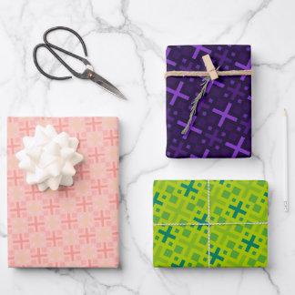 Elegant Kleurrijk Geometrisch Kruis Rechthoek Patr Inpakpapier Vel