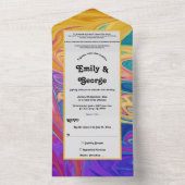 Elegant kleurrijk naadloos Abstract modern huwelij All In One Uitnodiging (Binnen)