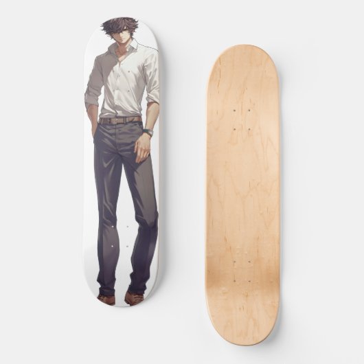 Elegant knappe anime Man Skateboard (Voorkant)