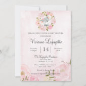Elegant Koala Girly Pink Peony Baby shower Kaart (Voorkant)