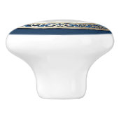 Elegant kobalt blauw met  goudgrens keramische knop (Zijkant)