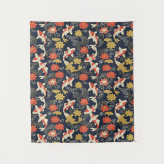 Elegant Koi Fish and Lotus Pattern Wandkleed