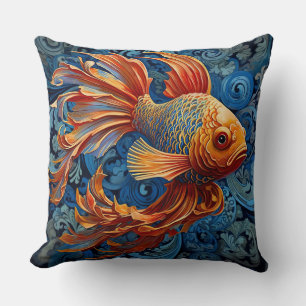 Elegant Koi Fish Blauw/Oranje accentkussen Kussen